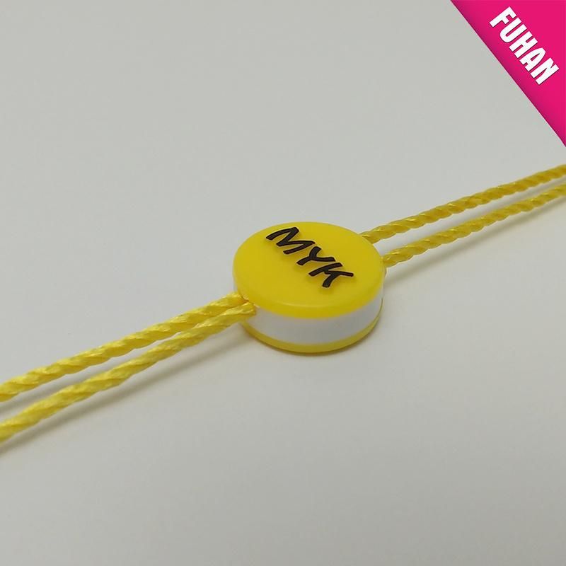 Custom Yellow Plastic Embossed Hanging String Seal Tag