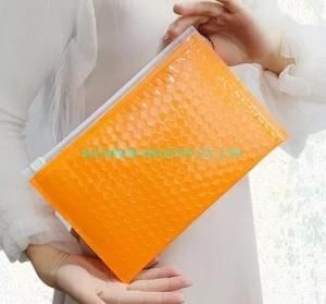 White Logo Printed Slider Zipper Lock Type Holographic Bubble Mailer Padded Envelopes Bag