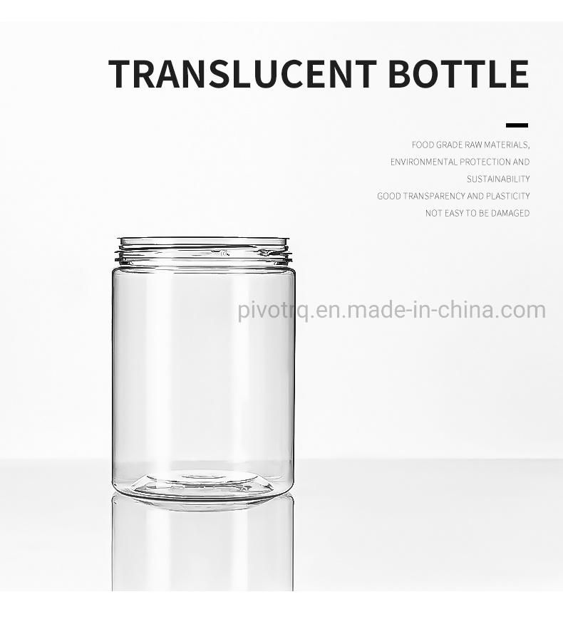 420ml Plastic Pet Custom Aluminum Cap Transparent Packaging Bottle Jars for Food Nuts Candy Cosmetic Perfume