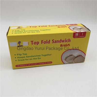 Wholesale Food Grade LDPE Flip Top Sandwich Bag 150 PCS/Box