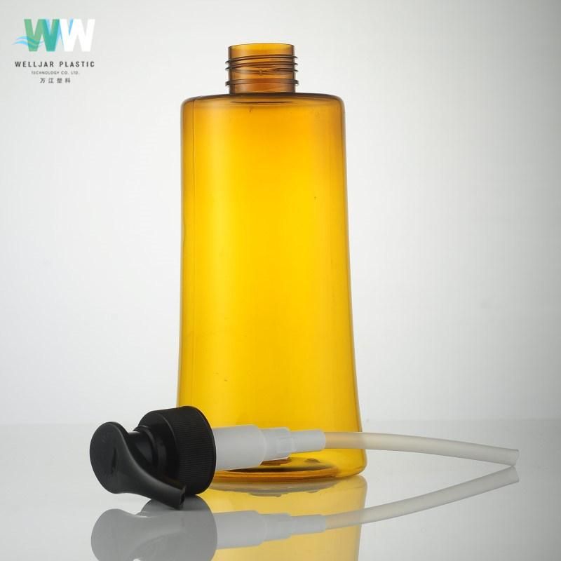 600ml Plastic Pet Yellow Bottle with Fine Lotion Pump