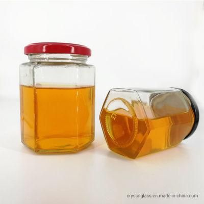 Glass Honey Jar 16oz Hexagon Glass Jars with Metal Lid