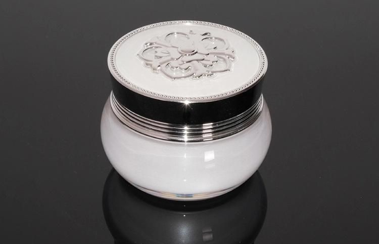 Cosmetic Packaging 30g Luxury White Cosmetic Cream Jar with Silver Lid