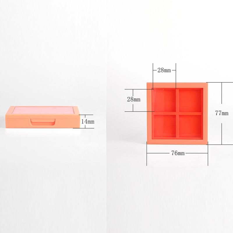 Popular Unique Orange Color 4 Hole Plastic Empty Eyeshadow Palette Case for Costom Packaging