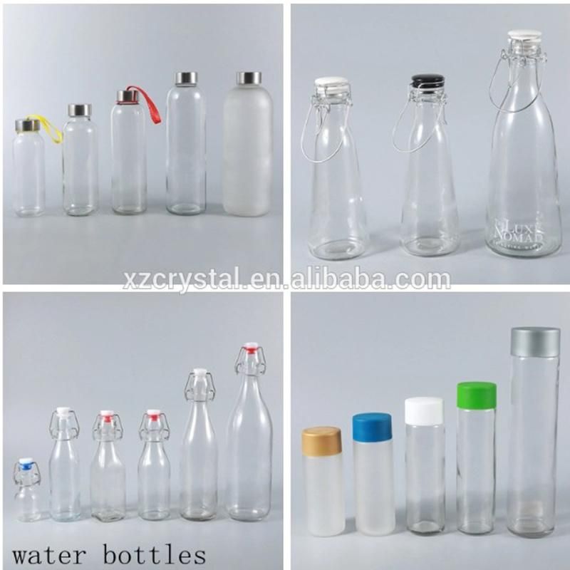 Wholesale Square French Beverage Milk Drinking 300ml Juice Bottle Glass Bottle with Plastic and Metal Cap