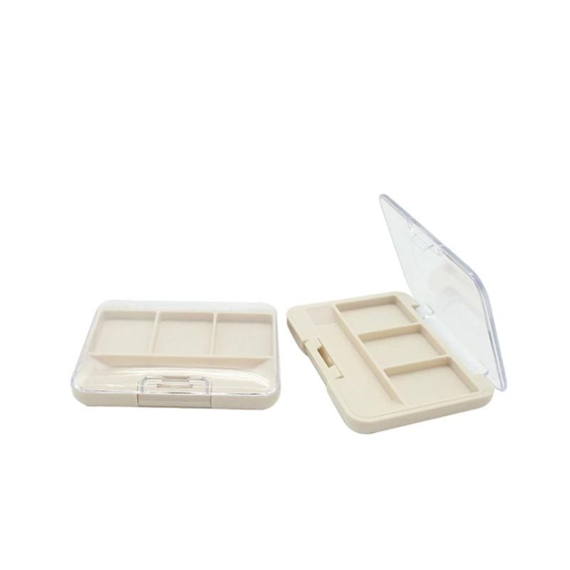 3 Holes 3 Colors Classic Empty Creamy-White Cover Eyeshadow Case Plastic Packaging Custom Eyeshadow Palette