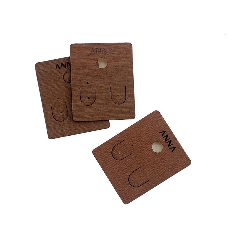Fsc Brown Special Textured Paper Coating PVC Earring Hang Tag