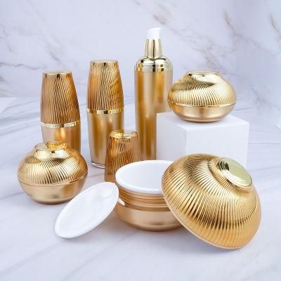 in Stock Gold 30ml 50ml 80ml 120ml Luxury Acrylic Plastic Skin Care Jars Cosmetic Lotion Pump Bottles