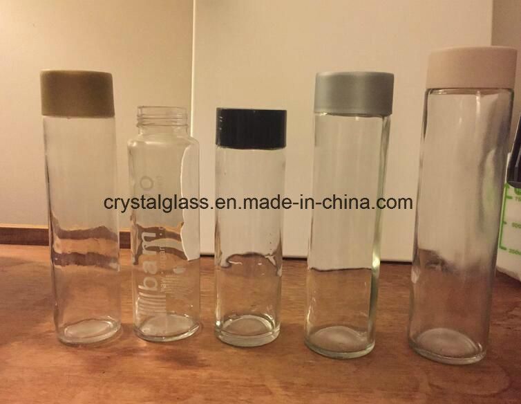 500ml Cylinder Plastic Cap Voss Clear and Frosted Glass Water Bottle with Printing