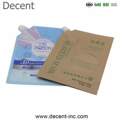 Decent Washing Power Packaging Free Standing Liquid Plastic Laundry Detergent Bag Spout Pouch with Cap