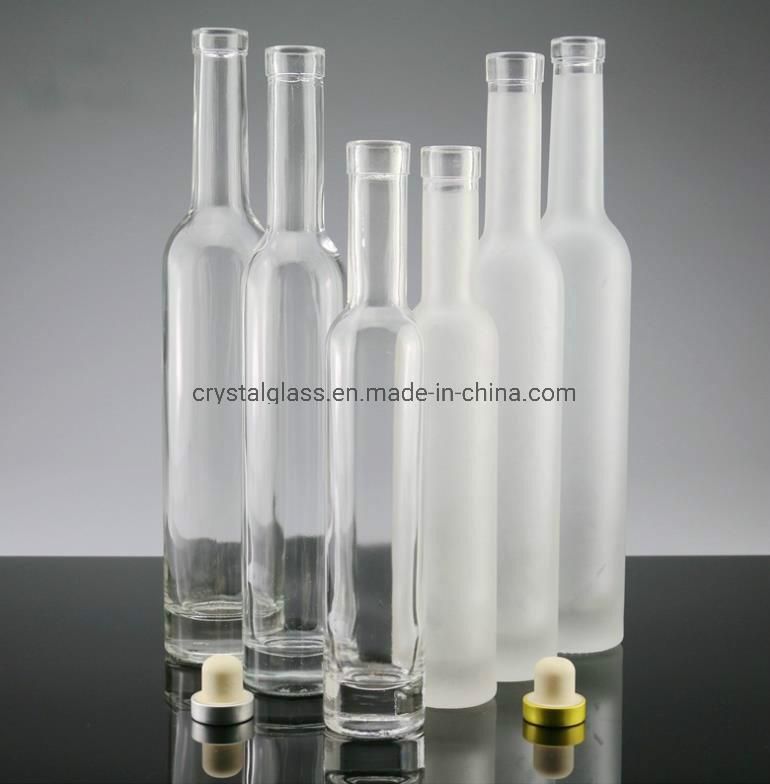 Frosted Glass Wine Bottle Long Neck Glass Whisky Bottle 200/375/500ml High Quality with Rubber