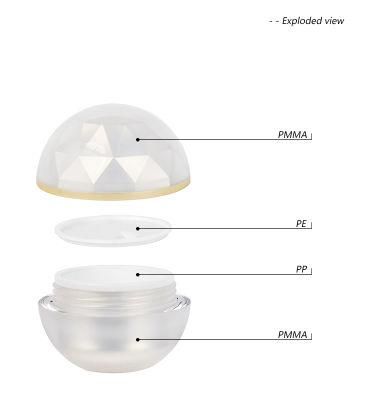 15ml 30ml 50ml Pearl White Ball Acrylic Cream Jar