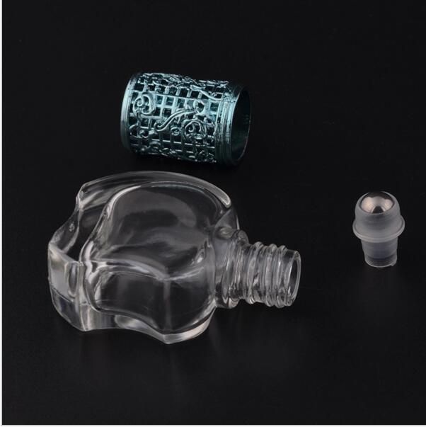 High Quality Roll on Glass Bottle Flat Apple Shape Essential Oil Bottle with Aluminum Cap