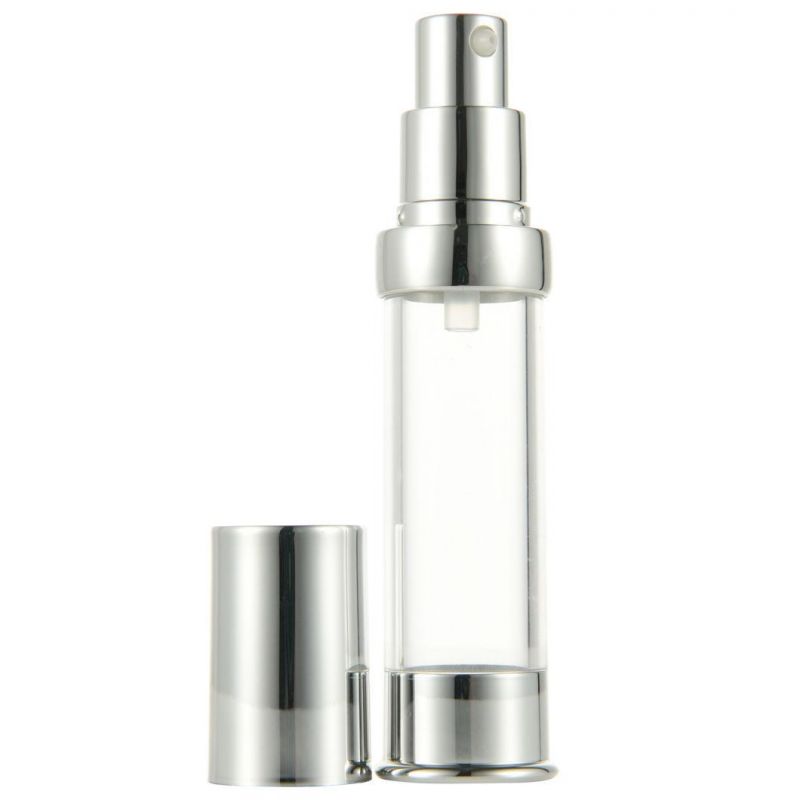 in Stocks 10ml 15ml 20ml 30ml 35ml Liquid Cream Cosmetic Bottle Airless Bottles with Sliver Pump and Spray Cap