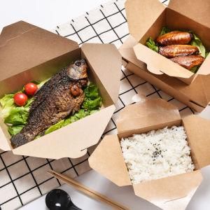 Recyclable Leak and Grease Resistant to Go Container Kraft Paper Box for Restaurants and Food Service