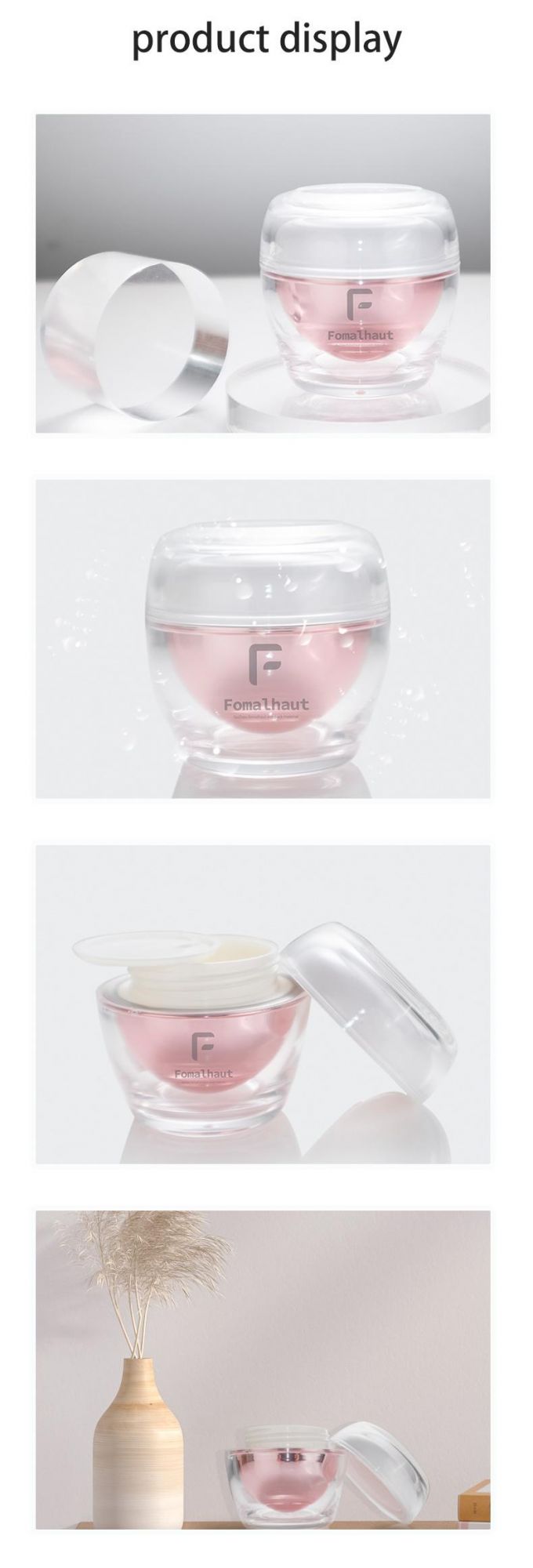 Fomalhaut Refillable 50g as PMMA Clear Plastic Facial Scrub Jar