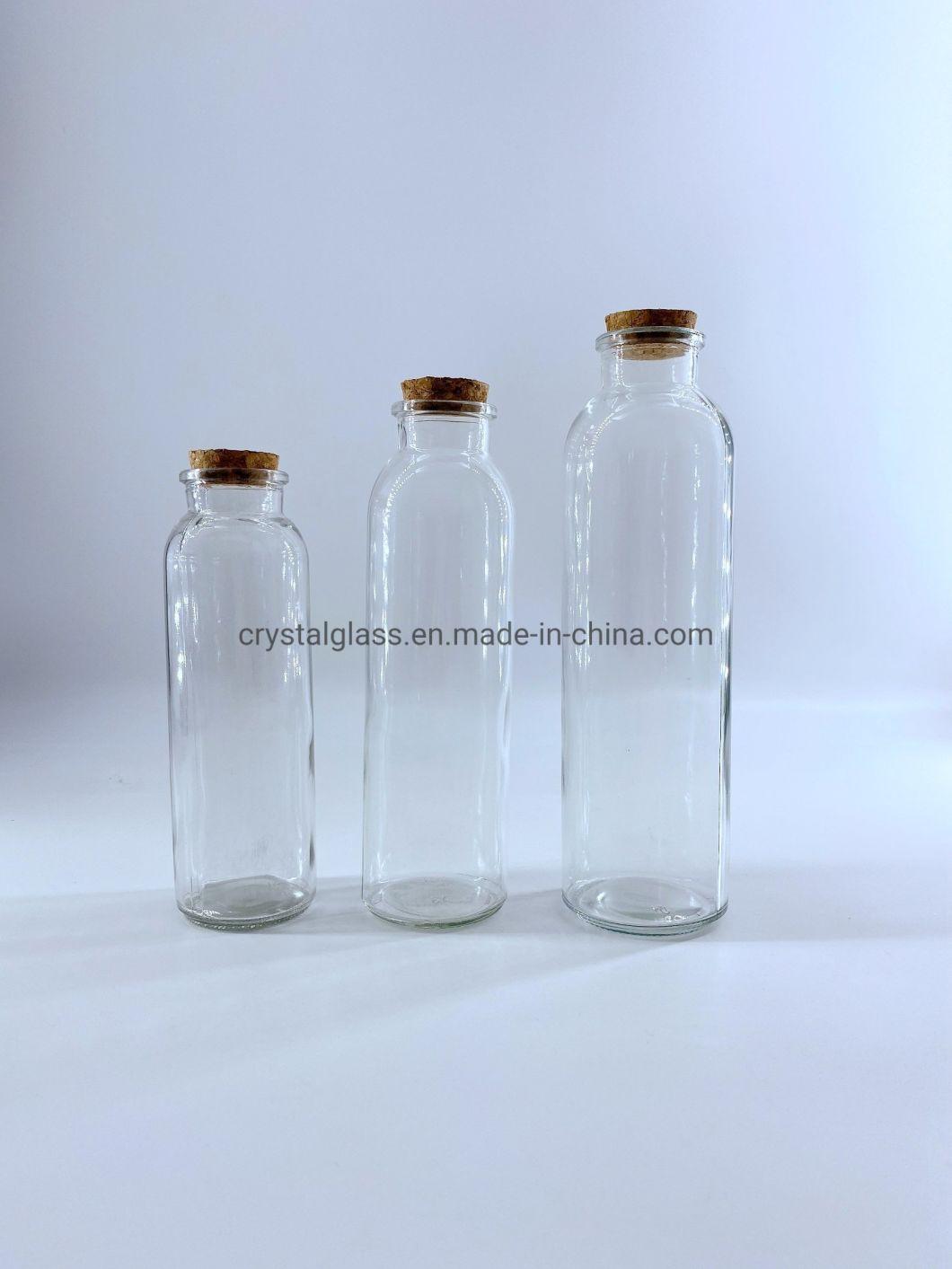 250ml 350ml 500ml Glass Cork Bottle for Milk Tea or Fresh Cold Pressed Juice