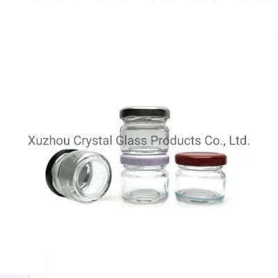 Small Hexagon &amp; Round Glass Honey Jars 25ml 30ml 50ml with Gold Lug Lid