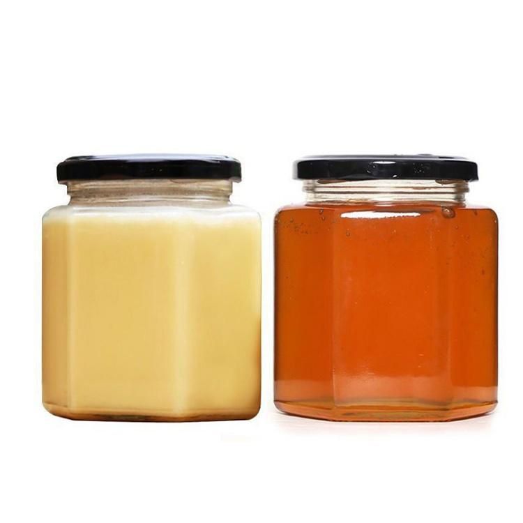 Glass Honey Jar 16oz Hexagon Glass Jars with Metal Lid