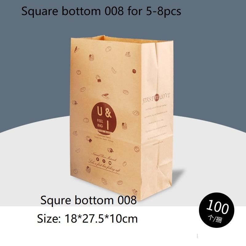 Square Bottom Paper Bag Bread Packing Bag Food Packaging Bag