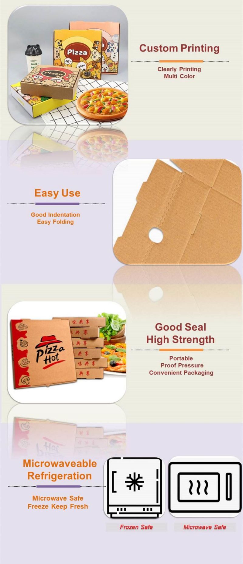 Biodegradable Pizza Box Take out Kraft Paper Food Container