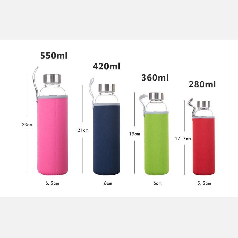 Fashion Eco Friendly Portable Clear Bottle Sport Glass Bottle 18oz