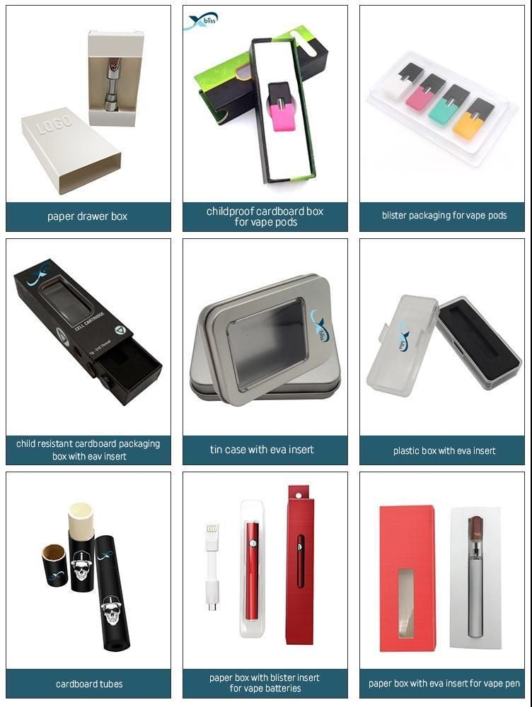 Vape Cartridge Packaging with Child Proof Button Slide Cartridge Box