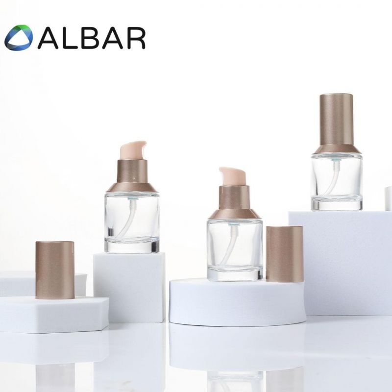 Rose Gold Serum Face Oil Lotion Glass Bottles with Press Pump Caps