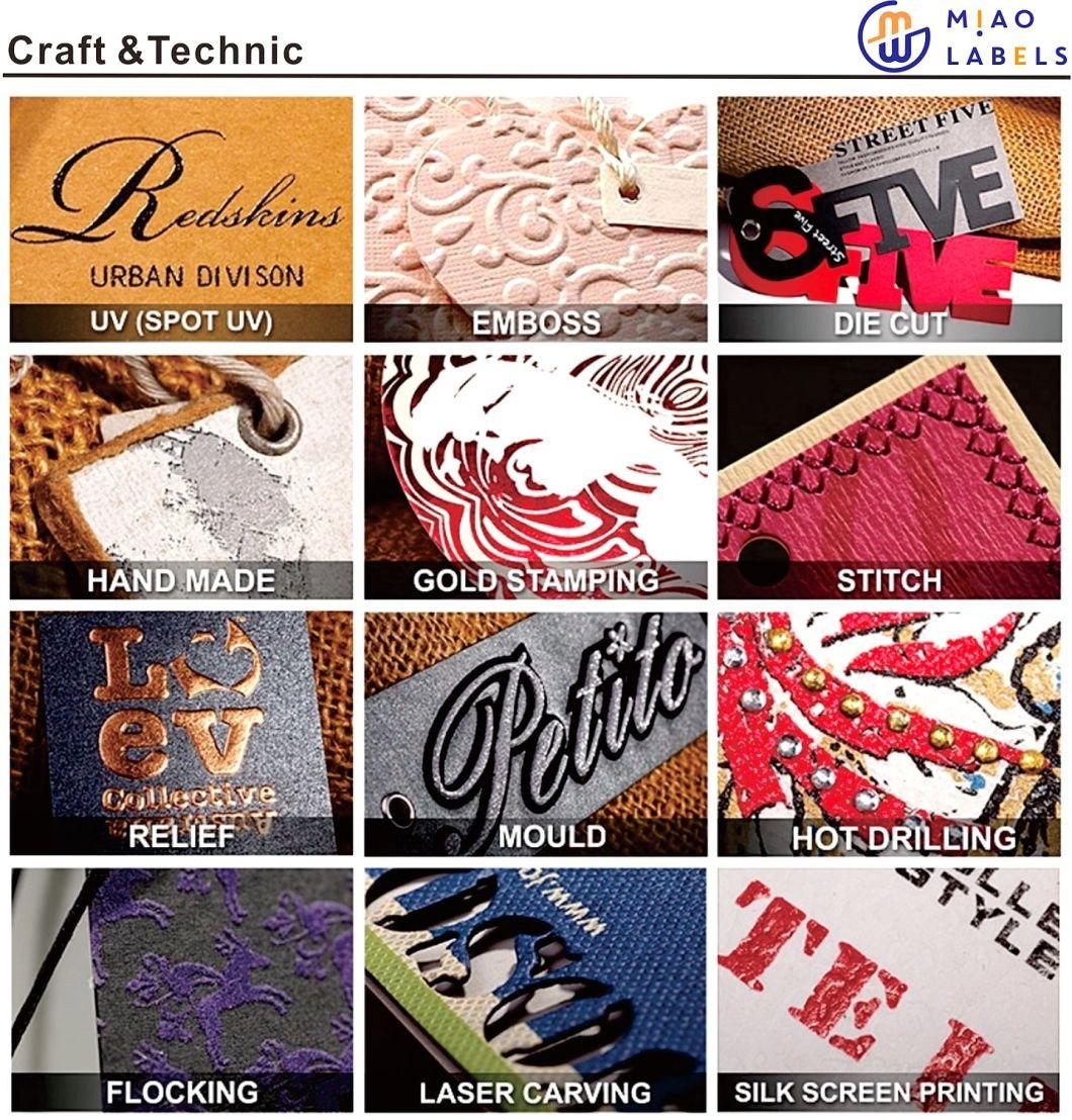 Professional Custom Printing/Embossed Garment Clothing Label Paper Hang Tags Tag