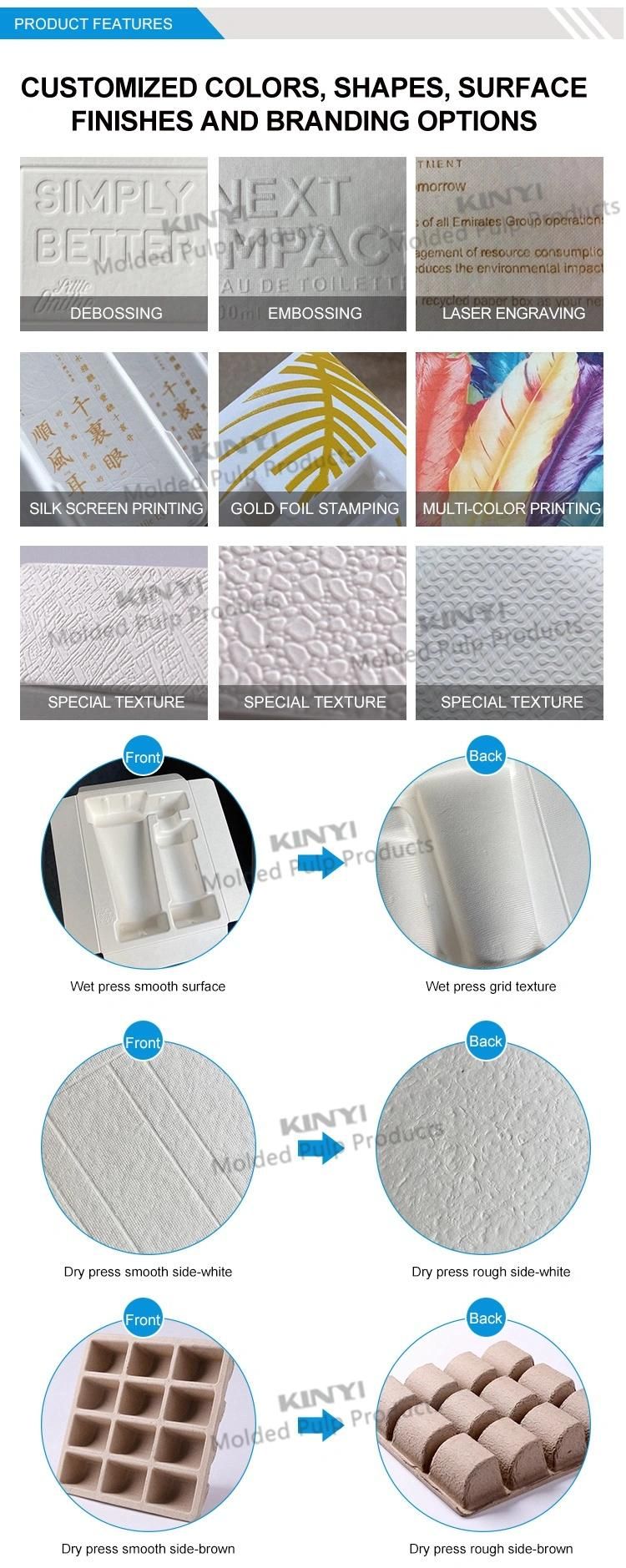 Sugarcane Bagasse Pulp Tray Skincare Paper Insert Wet Press Packaging
