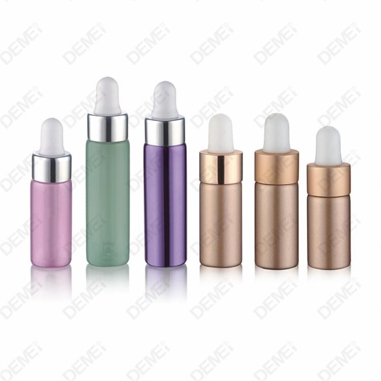 3ml-12ml Wholesale Cosmetic Packaging D17mm D18mm Mini Sample Straight Round Clear and Amber Serum Essential Oil Tube Glass Bottle with 13mm Silver Dropper Cap