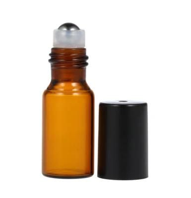 5ml Amber Glass Essential Oil Bottles Roll on Jar with Stainless Steel Roller Ball Essential Oils Bottle with 3ml Dropper