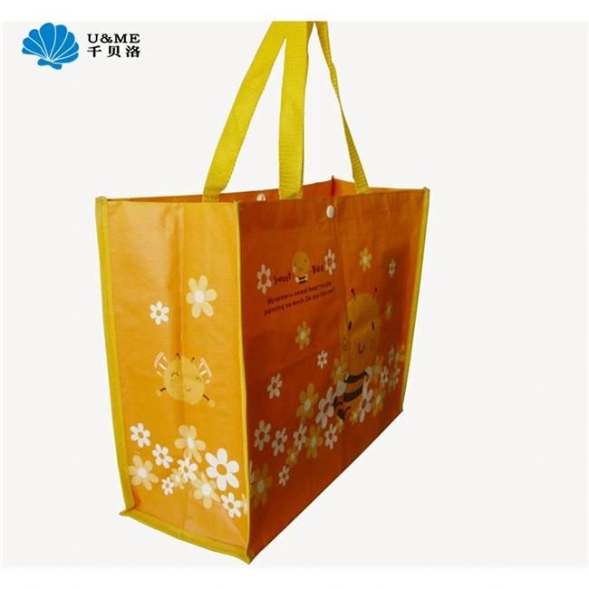 Plastic Custom PP Laminated Woven Shopping Bag with Button