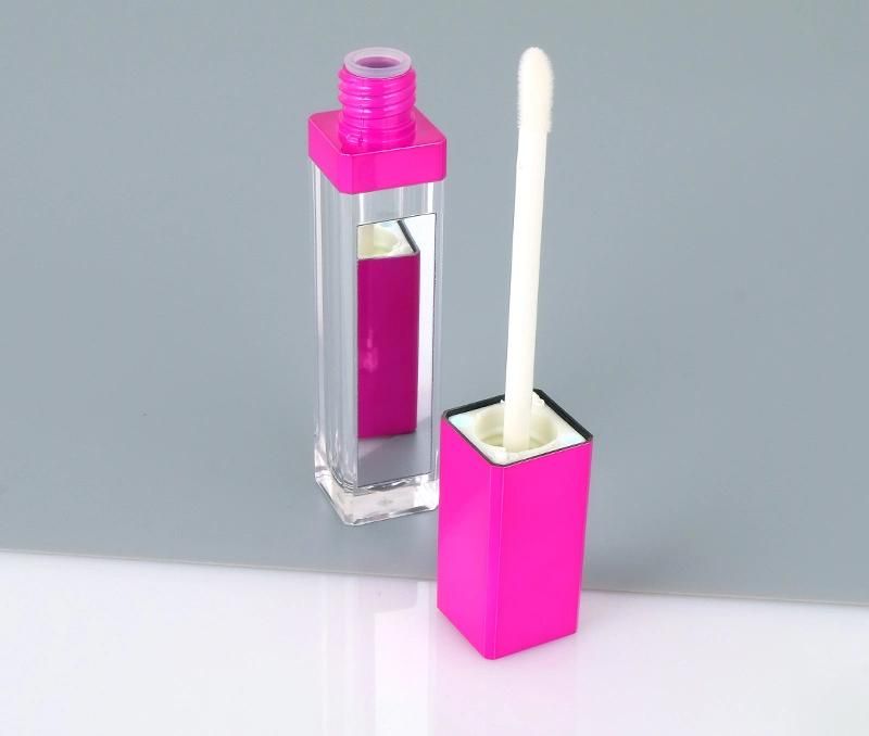 High Tech 6ml New Arrival Pink Top with LED Light Transparent Tubes Clear Plastic Lip Gloss Packaging Lip Gloss Tubes with Mirror