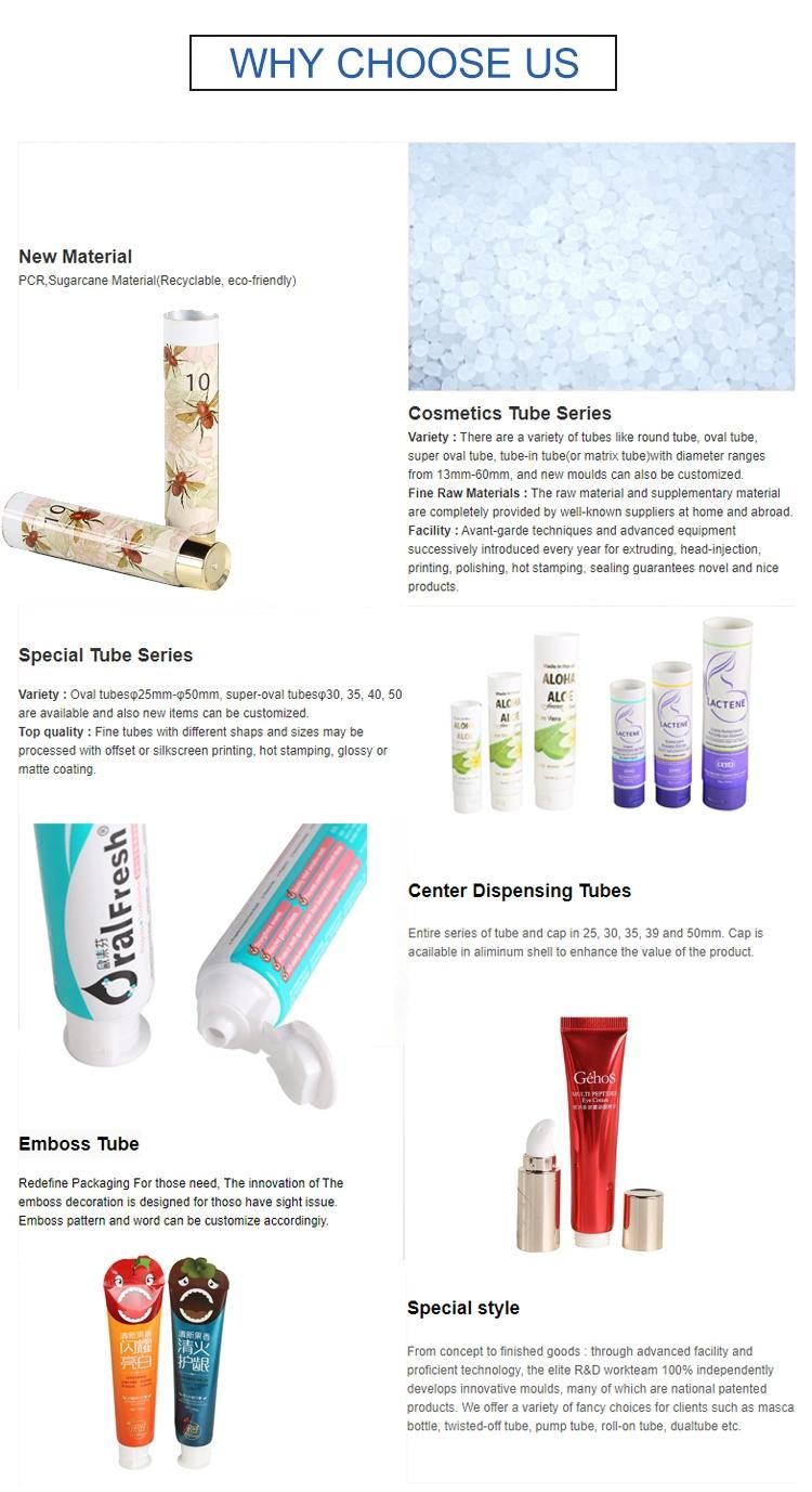 China Cosmetic Squeeze Tube Soft Plastic Hoses Packaging Manufacturer