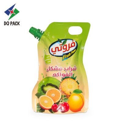 Dq Pack Custom Printed Spout Pouch Wholesale Beverage Packaging Spout Pouch Stand up Corner Spout Pouch with Handle for Juice Packaging