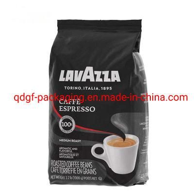 Biodegradable Customized Aluminum Foil Ziplock Pouch Flat Bottom Style Coffee Packaging Bags with Valve/Food Packaging for Ground Coffee.