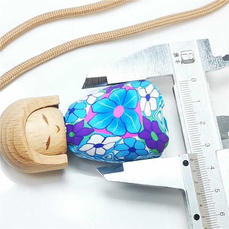 Wholesale Handmade 10ml Doll Shape Essential Oil Bottle Soft Clay Car Diffuser Bottle with Wooden Lids