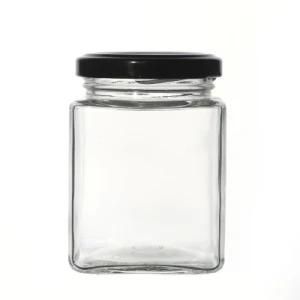 Glass Jar Suppliers Empty Square Metal Lids Airtight 100ml 280ml 380ml 500ml Glass Jars in Bulk