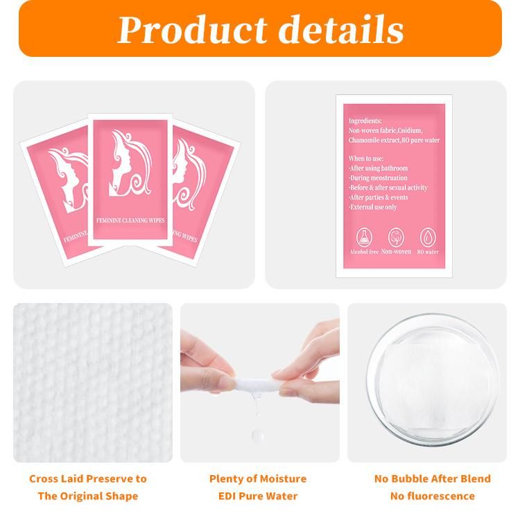 100% Biodegradable Non-Woven with Health and Safety Feminine Wipes