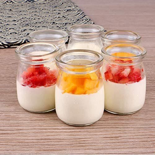 100ml 200ml Yogurt Pudding Milk Glass Bottles Jars with Plastic Lids