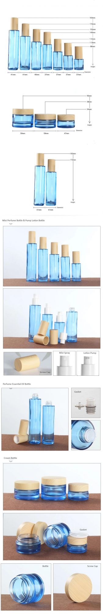 Wholesale Glass Mist Spray Bottle Lotion Pump Bottle Cosmetic Jar