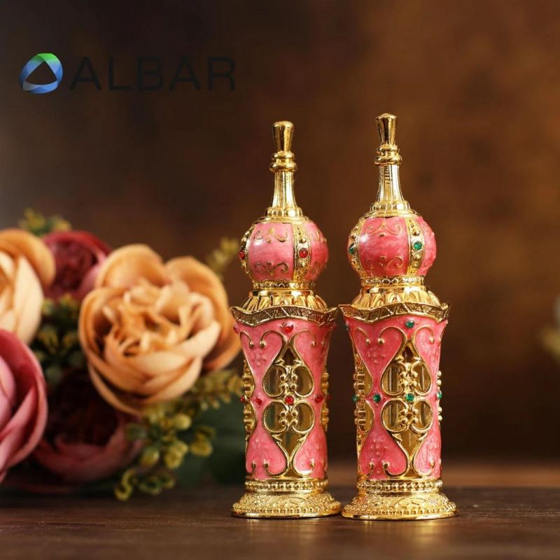 Colorful Attar Oud Perfume Bottles for Arabian Style Pink Glass Tubes with Diamonds