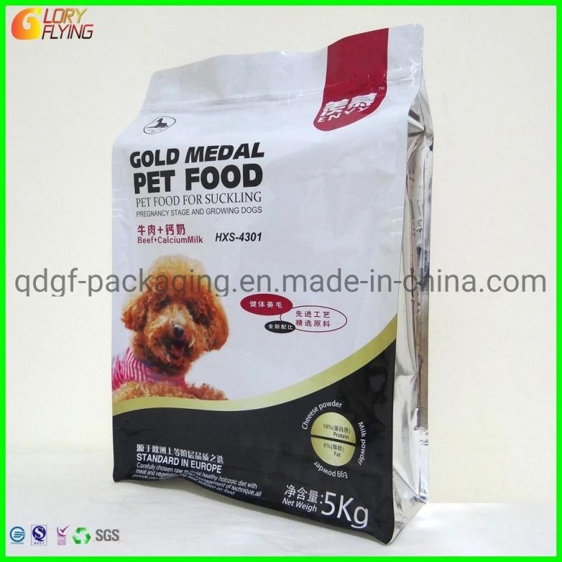 Pet Food Bag with Flat-Bottom Style/Slider Zipper Bags /Plastic Bag Food Packaging