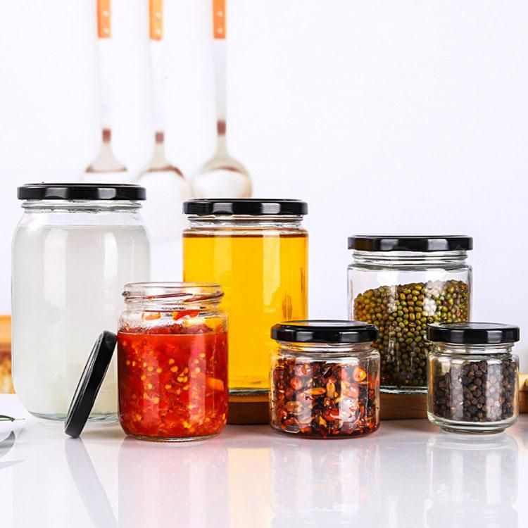 High-End Glass Jar for Honey, Jam, Food, Pickle Glass Bottles 1000ml 750ml 500ml 350ml 212ml 200ml 110ml 100ml