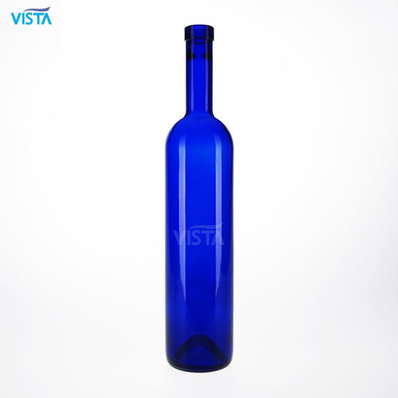 1750ml Cobalt Blue Vodka Glass Bottle with Cork Cap