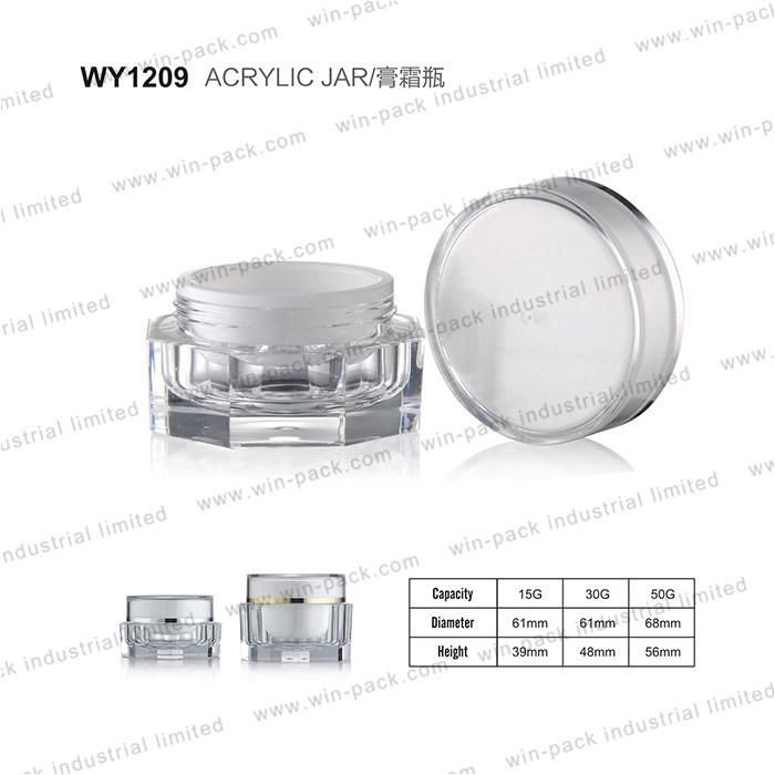 China Supply Transparent Acrylic Cosmetic Cream Jar for Face Care Packing in 15g 30g 50g