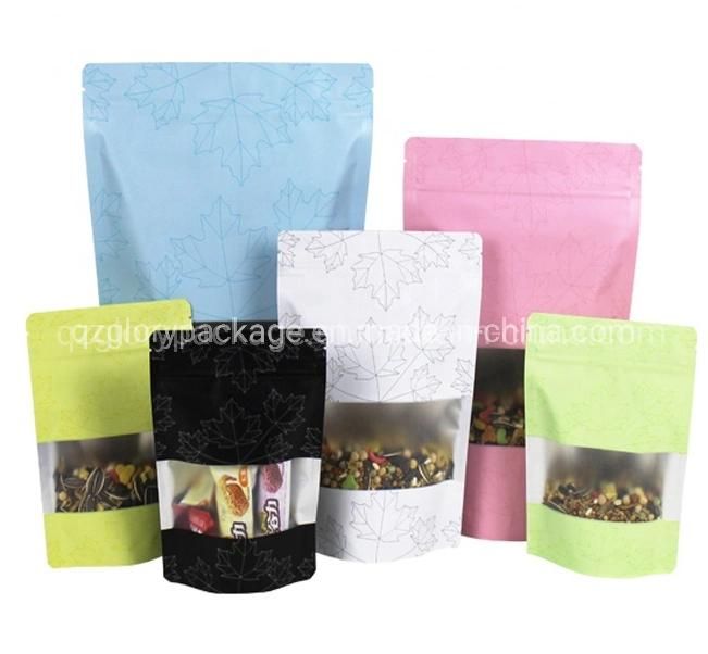 Food Packaging Zip Lock Kraft Paper Bags with Window