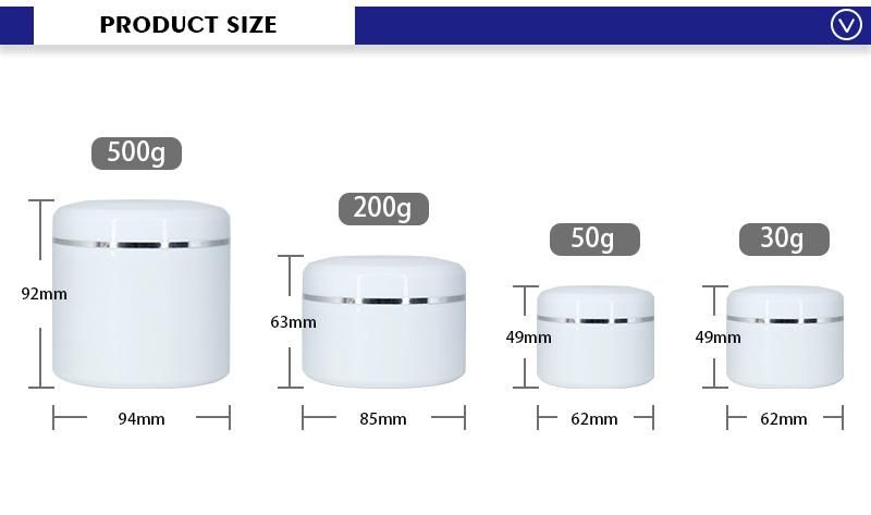 Best Selling Factory Price White 30g 50g 200g 500g PP Luxury Cosmetic Jars