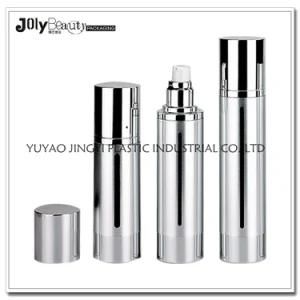 Skin Care Silver Round Plastic Pump Airless Bottle 30ml 50ml 70ml